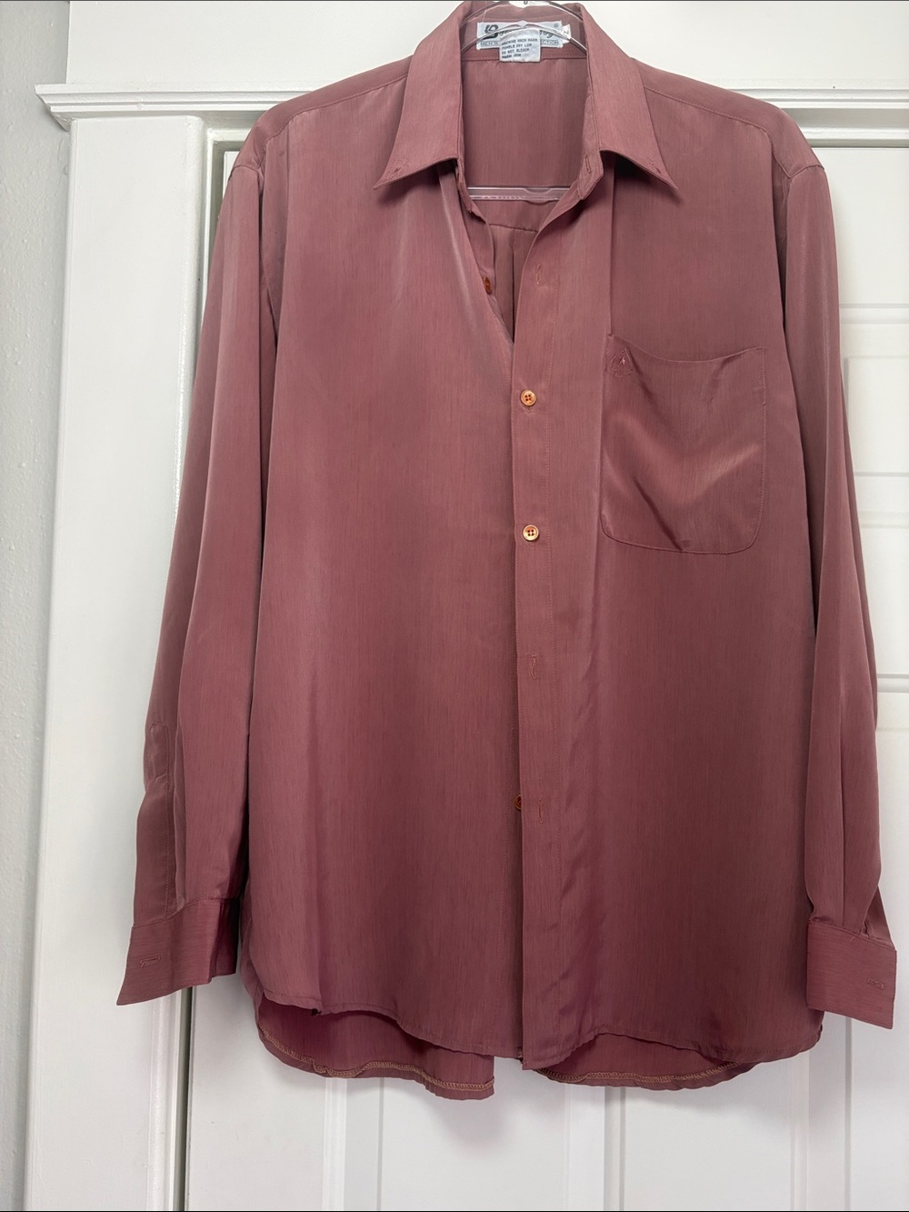 Men's Long-Sleeve Rosewood Button-Up Dress Shirt